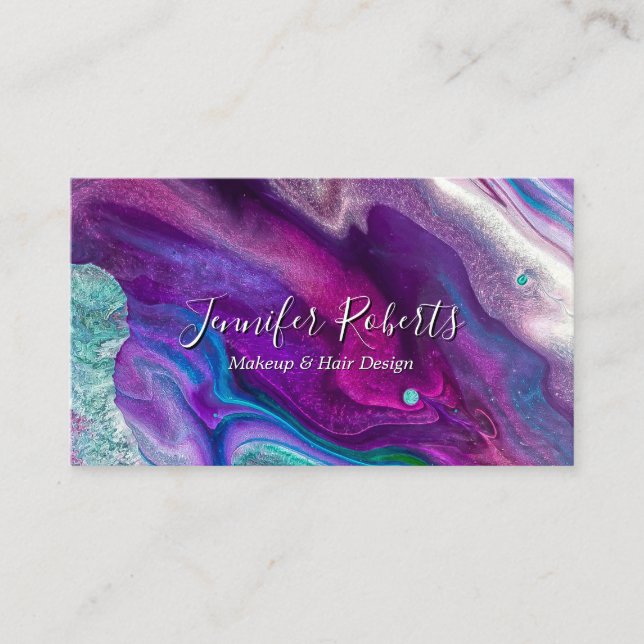 Tarjeta De Visita Moderno y elegante artista de maquillaje de mármol (Anverso)