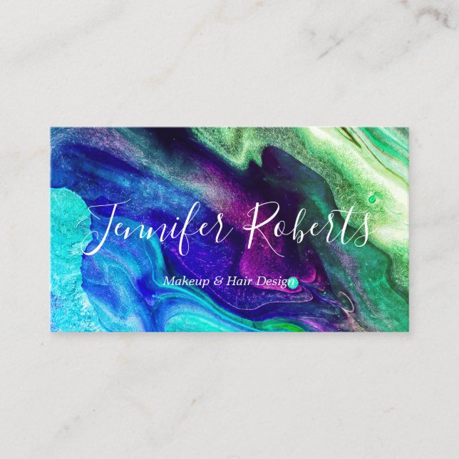 Tarjeta De Visita Moderno y elegante artista de maquillaje de mármol (Anverso)