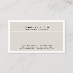 Tarjeta De Visita Moderno y elegante beige blanco limpio