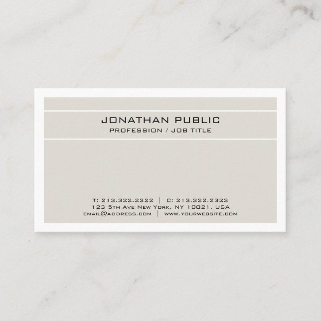 Tarjeta De Visita Moderno y elegante beige blanco limpio (Anverso)