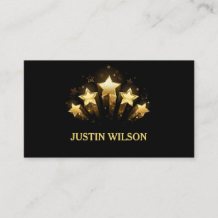 Tarjeta De Visita Moderno y elegante Black Gold Stars profesional