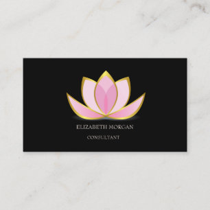 Tarjeta De Visita Moderno y elegante Black Lotus Gold