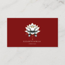 Tarjeta De Visita Moderno y elegante blanco Lotus Red