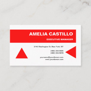 Tarjeta De Visita Moderno y elegante blanco rojo contemporáneo