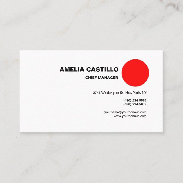 Tarjeta De Visita Moderno y elegante blanco rojo contemporáneo (Anverso)