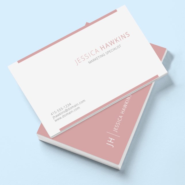 Tarjeta De Visita Moderno y elegante bloque Dusty Rosa Profesional (Subido por el creador)