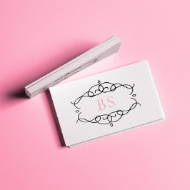 Tarjeta De Visita Moderno y elegante Boho Black Frame Monograma