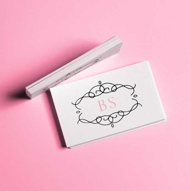 Tarjeta De Visita Moderno y elegante Boho Black Frame Monograma (Subido por el creador)