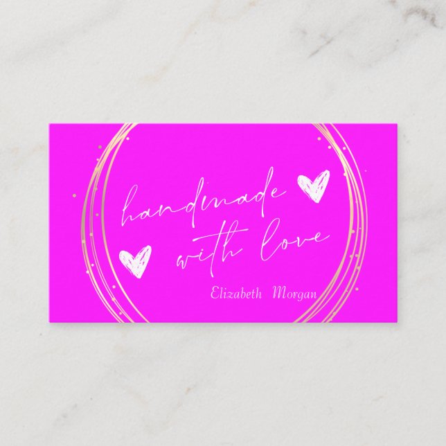Tarjeta De Visita Moderno y elegante Círculo de oro de neón rosa hec (Anverso)