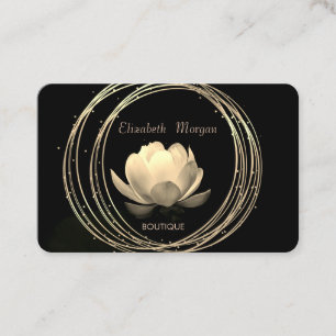 Tarjeta De Visita Moderno y elegante Círculos de Oro Gold Lotus Negr