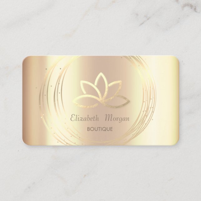 Tarjeta De Visita Moderno y elegante Círculos Gold Lotus (Anverso)