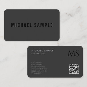 Tarjeta De Visita Moderno y elegante código QR profesional Monograma