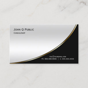 Tarjeta De Visita Moderno y elegante color negro plateado