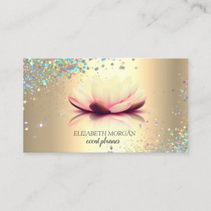 Tarjeta De Visita Moderno y elegante Confetti Lotus Gold