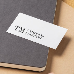 Tarjeta De Visita Moderno y elegante Consultor en Monograma BlackWhi