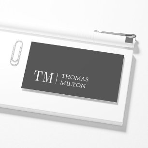 Tarjeta De Visita Moderno y elegante Consultor en Monograma Gris Bla