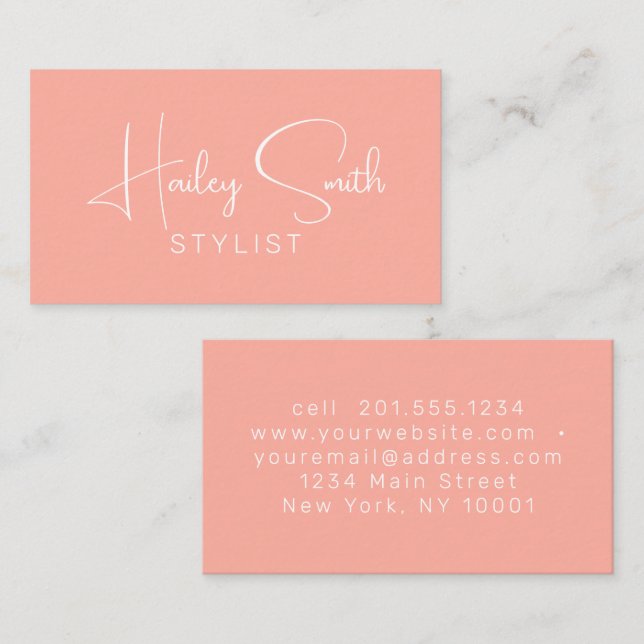 Tarjeta De Visita Moderno y elegante Coral Profesional Business (Anverso / Reverso)