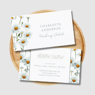 Tarjeta De Visita Moderno y elegante Daisy Blanco Floral Trendy Busi