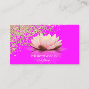 Tarjeta De Visita Moderno y elegante Diamantes Lotus Pink Fluorescen