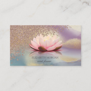 Tarjeta De Visita Moderno y elegante Diamantes Lotus Purpurina Holog