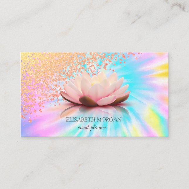 Tarjeta De Visita Moderno y elegante Diamantes Lotus Tie Dye (Anverso)