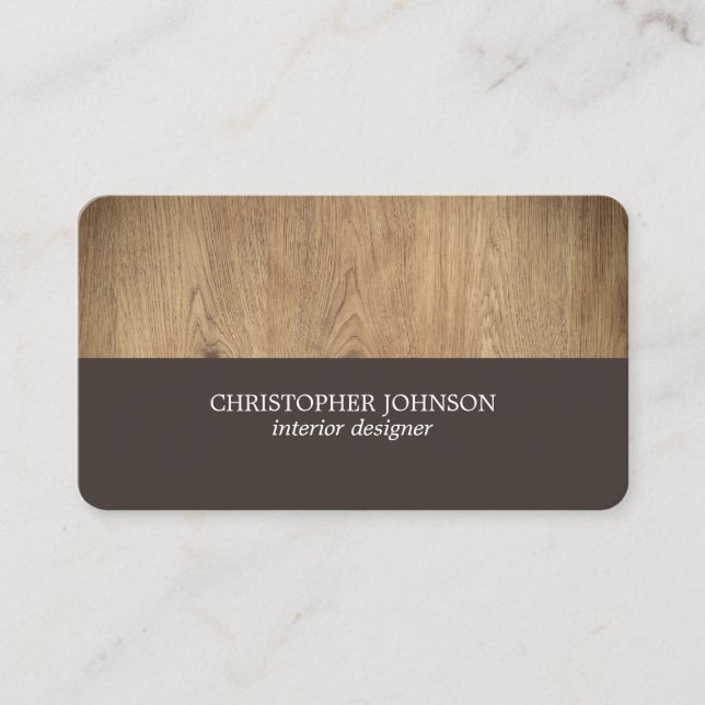 Tarjeta De Visita Moderno y elegante diseñador interior de madera (Anverso)
