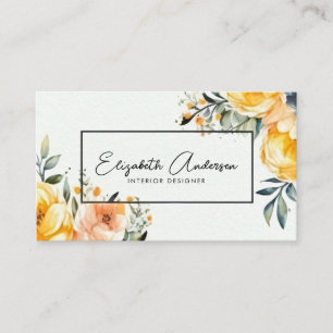 Tarjeta De Visita Moderno y elegante diseño acuático floral interior
