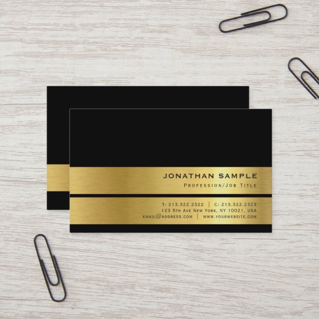Tarjeta De Visita Moderno y elegante diseño dorado lujoso (Anverso/Reverso In Situ)