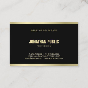 Tarjeta De Visita Moderno y elegante dorado negro sofisticado lujoso