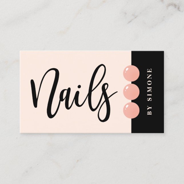 Tarjeta De Visita Moderno y elegante esmalte de uñas cae uñas rosas (Anverso)
