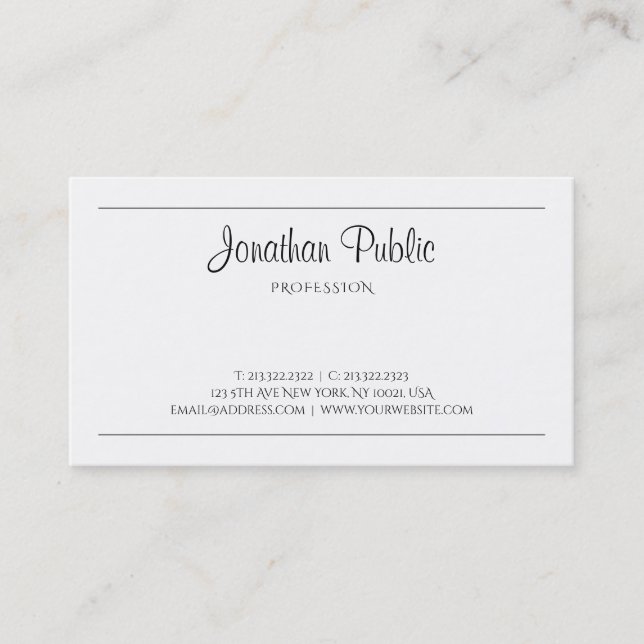 Tarjeta De Visita Moderno y elegante estilo a mano de lujo profesion (Anverso)