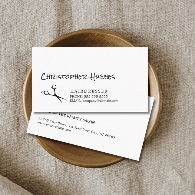 Tarjeta De Visita Moderno y elegante estilo de cabello blanco negro (Subido por el creador)