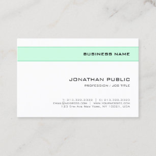 Tarjeta De Visita Moderno y elegante estilo de moda Mint Verde Blanc