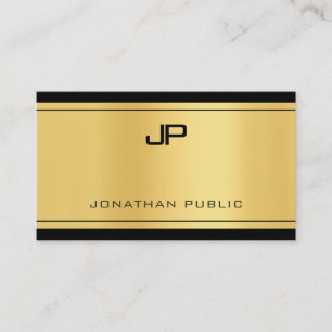 Tarjeta De Visita Moderno y elegante estilo de oro negro monogramado