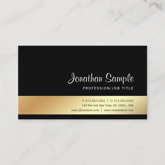 Tarjeta De Visita Moderno y elegante estilo dorado Diseño profesiona (Anverso)