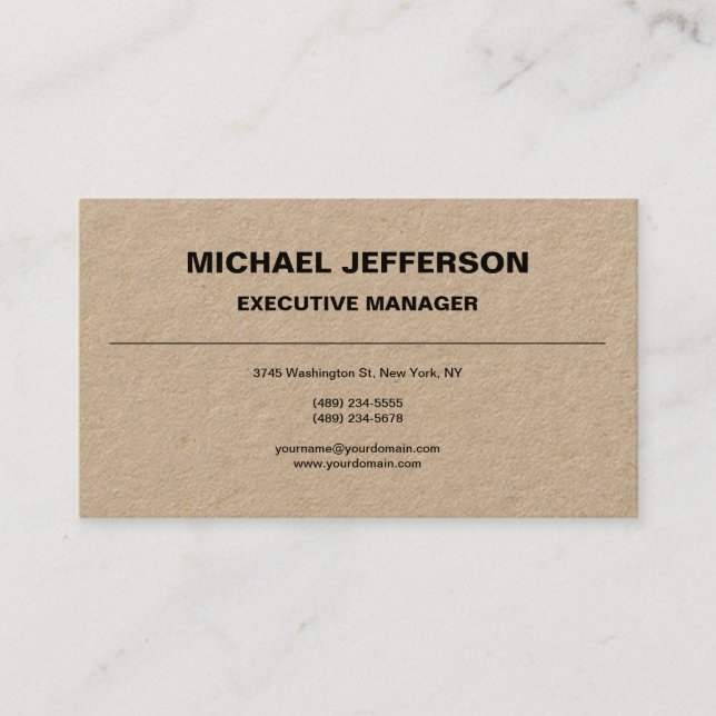 Tarjeta De Visita Moderno y elegante estilo Kraft Premium Simple (Anverso)