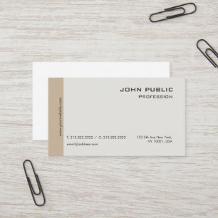 Tarjeta De Visita Moderno y elegante estilo profesional simple Beige