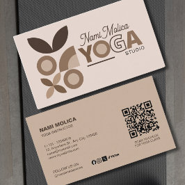 Tarjeta De Visita Moderno y elegante estudio de yoga beige marrón es