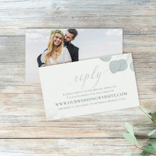 Tarjeta De Visita Moderno y elegante Eucalyptus Green Photo RSVP