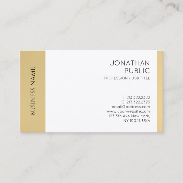 Tarjeta De Visita Moderno y elegante Faux Gold Profesional (Anverso)