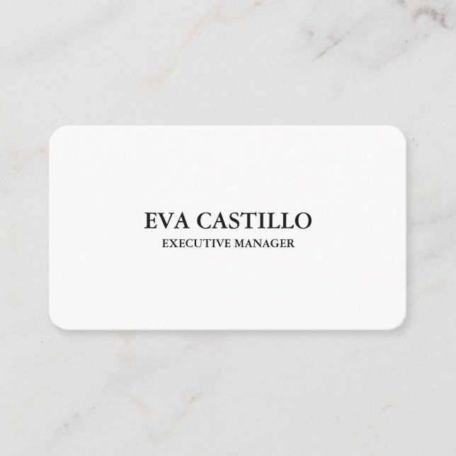 Tarjeta De Visita Moderno y elegante Gestor Blanco Simple (Anverso)