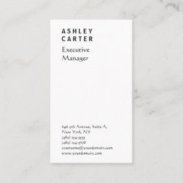 Tarjeta De Visita Moderno y elegante gestor de llanura blanca