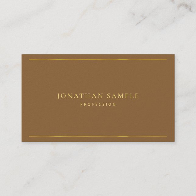 Tarjeta De Visita Moderno y elegante Gold Text Premium Pearl Finish  (Anverso)
