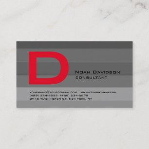 Tarjeta De Visita Moderno y elegante Gray Red Monograma Profesional