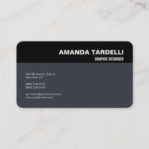 Tarjeta De Visita Moderno y elegante gris azul negro Minimalista