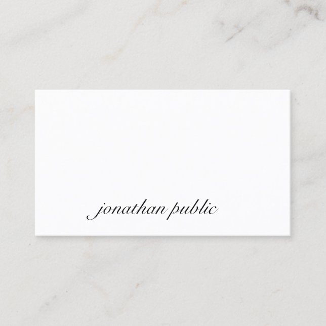 Tarjeta De Visita Moderno y elegante guión Texto simple profesional  (Anverso)