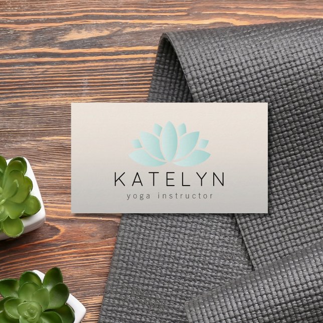 Tarjeta De Visita Moderno y elegante instructor de yoga Blue Lotus I (Subido por el creador)