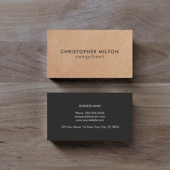 Tarjeta De Visita Moderno y elegante Kraft Paper Black Consultor (Subido por el creador)