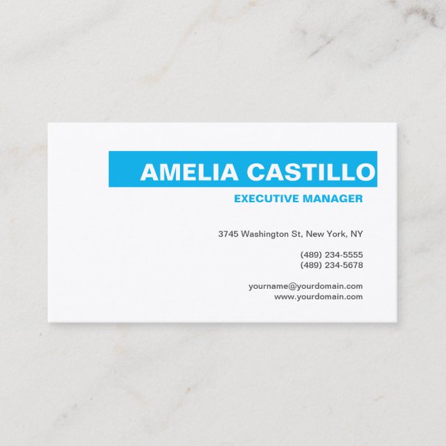 Tarjeta De Visita Moderno y elegante llano Premium Seda Azul Blanco (Anverso)