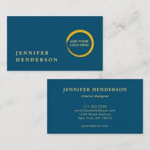 Tarjeta De Visita Moderno y elegante logotipo de oro azul océano pro